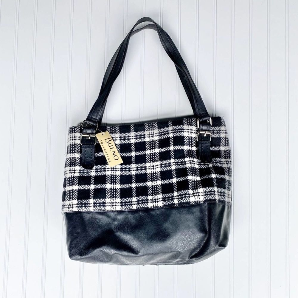 Bueno Collections plaid shoulder tote